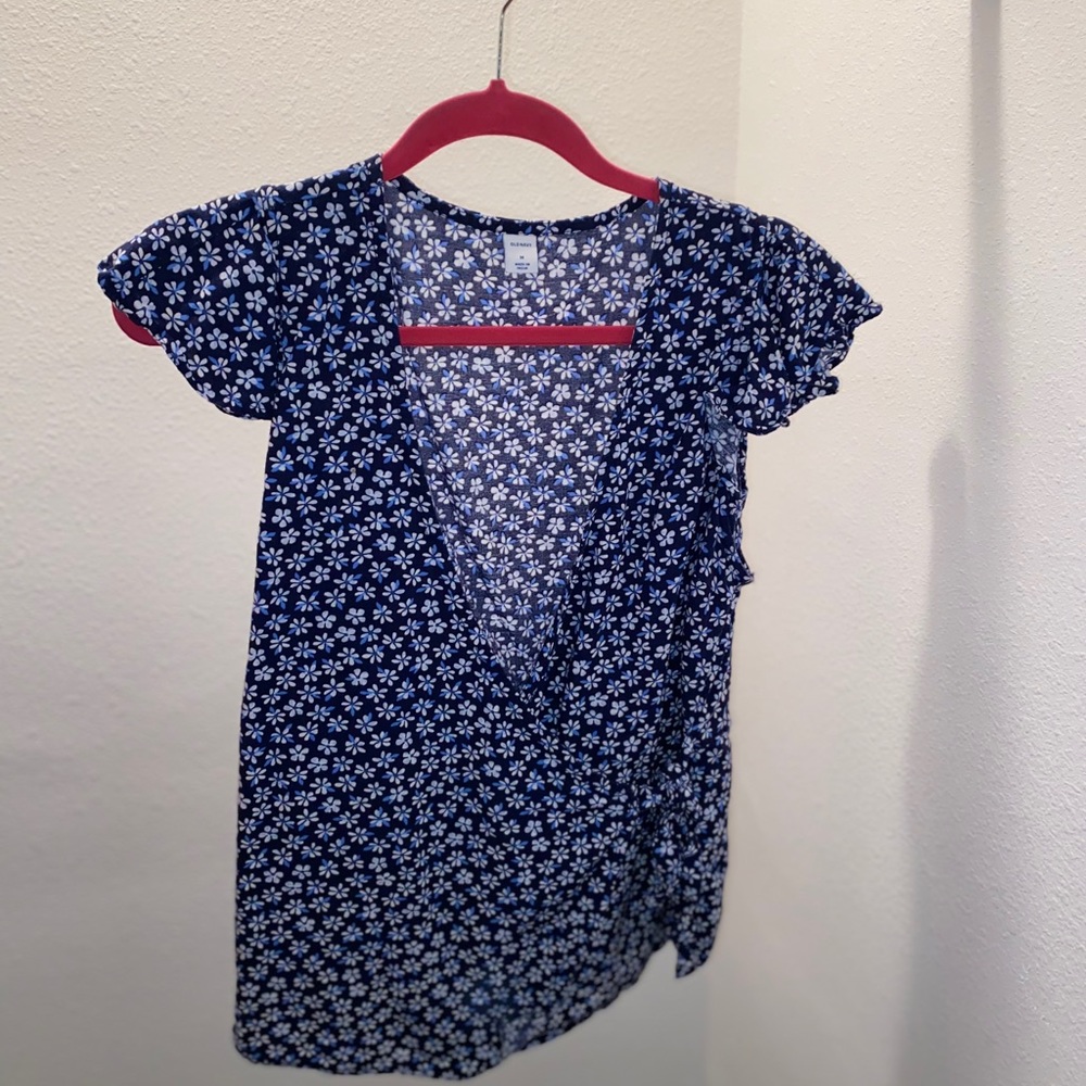 Blue floral blouse